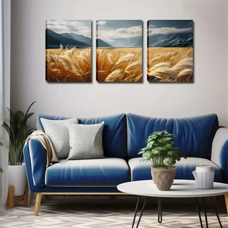 3-Piece Autumn Weeds Wall Art Canvas Set - Framed 40x60cm High Quality Print - 100% Australian Made Ready-to-Hang Wall Decor for Living Room, Bedroom & Office