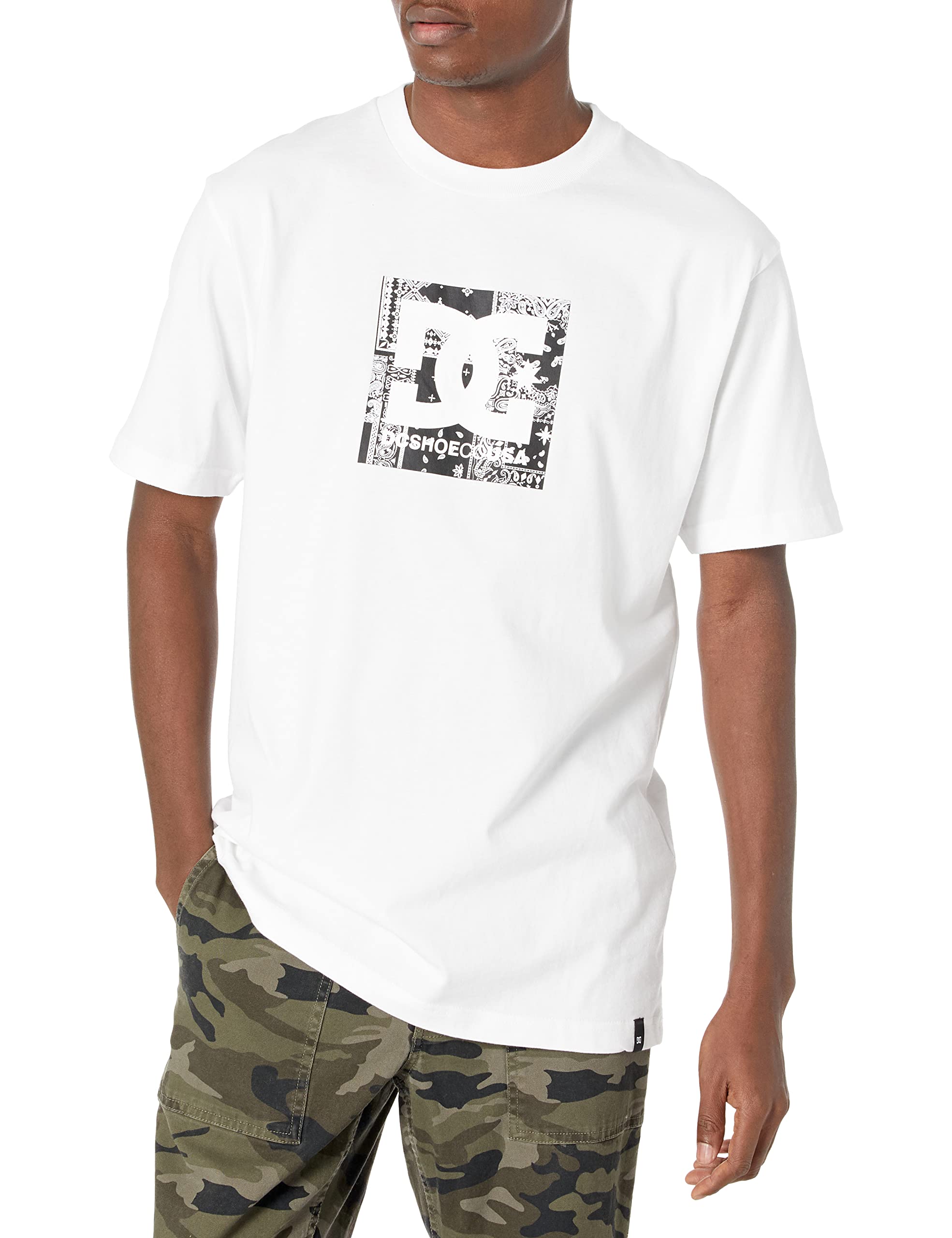 DC APPAREL Men's Graphic Short Sleeve T-Shirt with Square Star Design - Casual Streetwear for Summer Outfits & Skateboarding