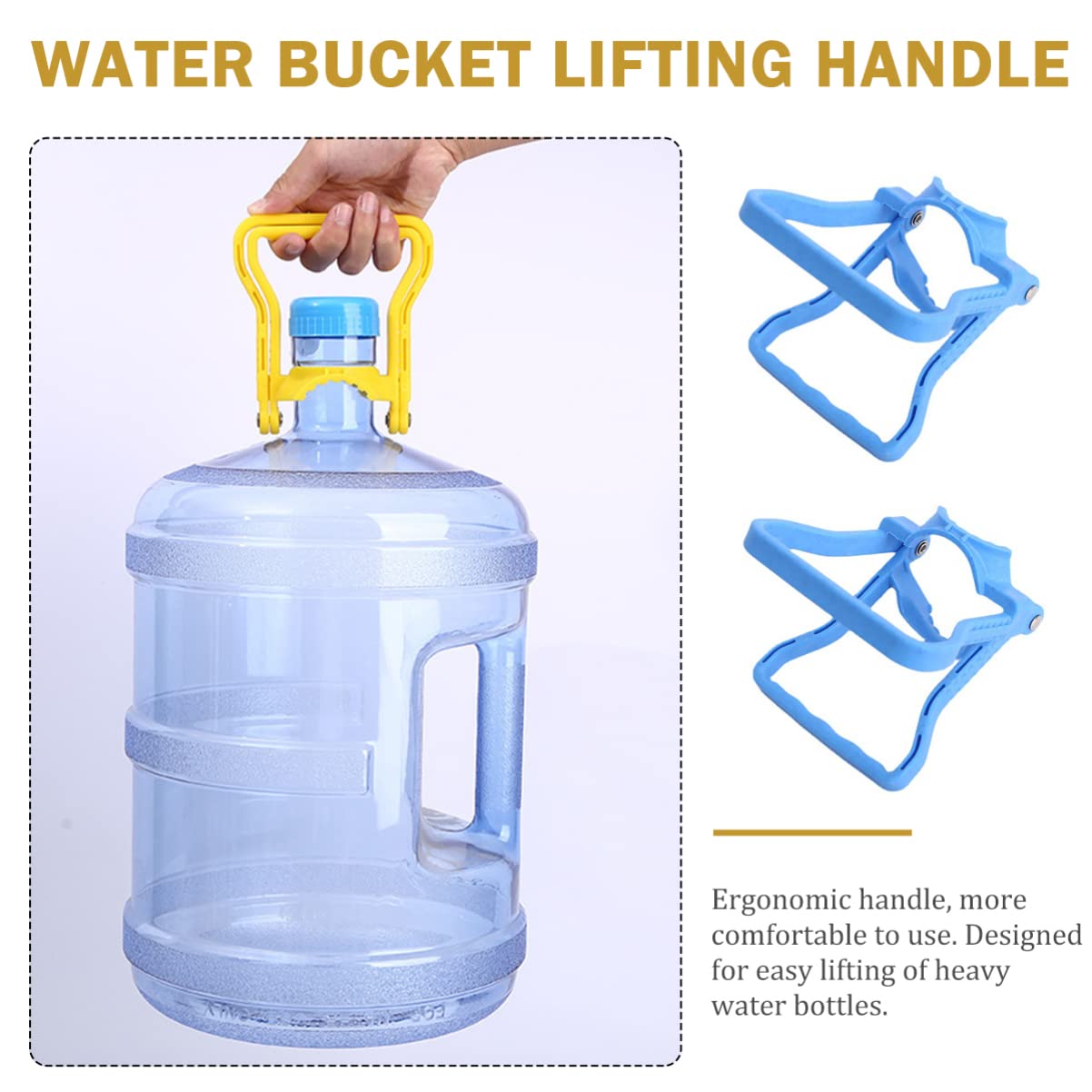 4-Pack Plastic Water Bottle Handles - Heavy Duty Bucket Carrier with Grip for 5 Gallon Jugs - Energy Saving Water Lifter for Easy Transport - Perfect for Home, Office, and Emergency Water Storage