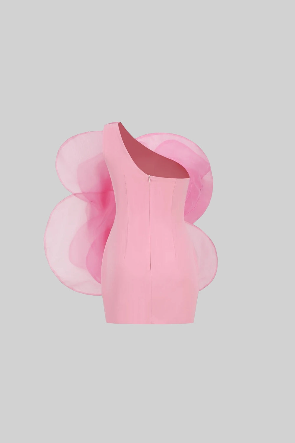 3D Voluminous Organza Floral Mini Dress in Pink - Elegant Party Wear for Weddings, Prom & Special Occasions