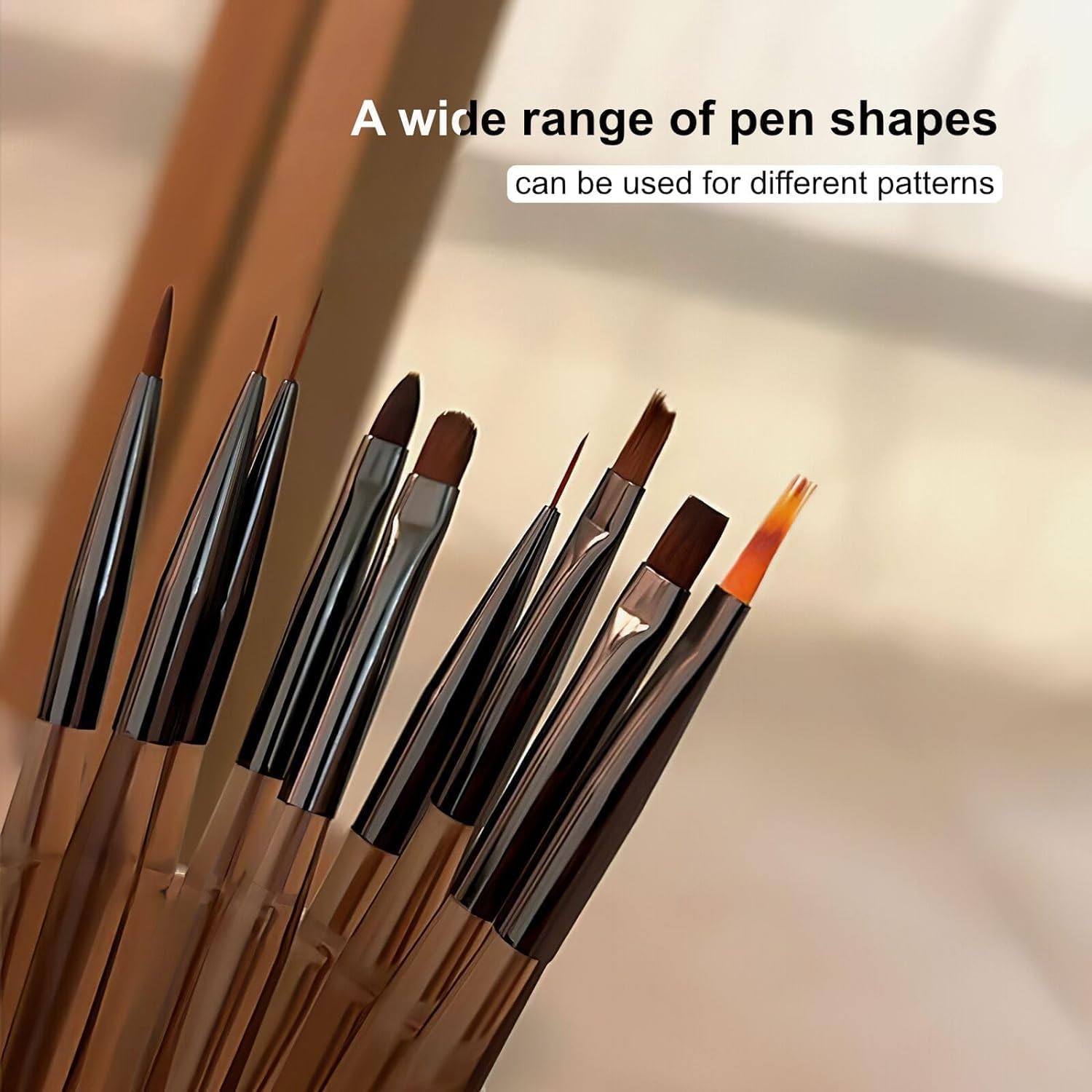 Professional 9pc Nail Art Brush Set for Gel Polish & Extensions - Home Salon & DIY Manicure