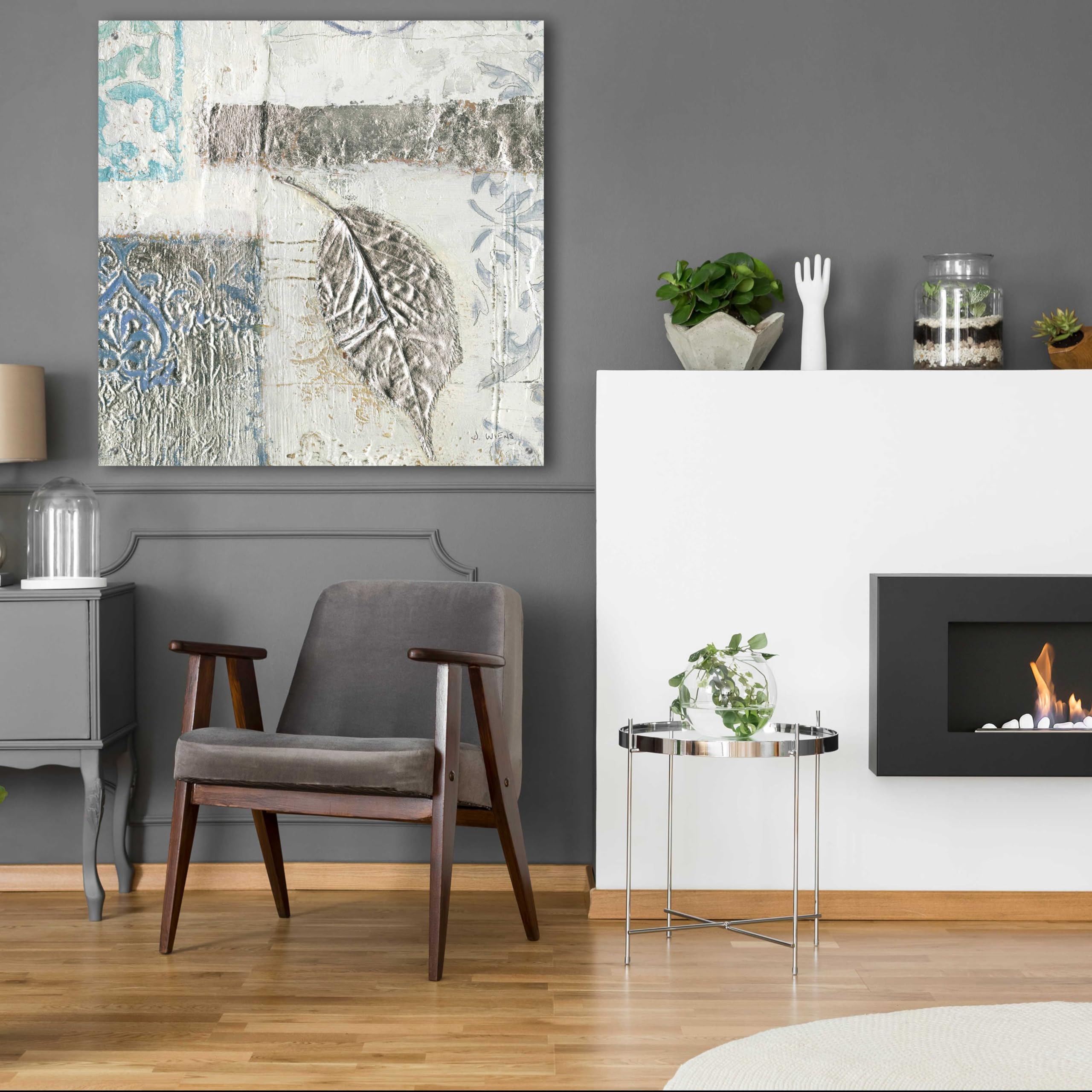 Gracefully Blue IV Acrylic Glass Wall Art by James Wiens - 36x36 Inches Modern Abstract Painting for Living Room, Bedroom & Office Decor