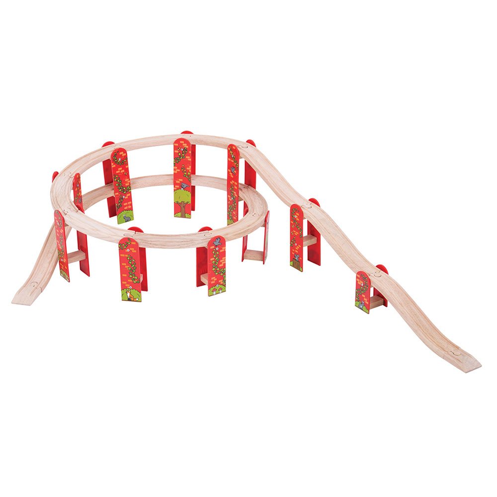 Bigjigs Rail High Level Wooden Train Track Expansion Pack - Compatible with Brio & Thomas - Wooden Train Accessories for Kids Ages 3-5 - Perfect for Building Elevated Railway Scenes & Creative Play