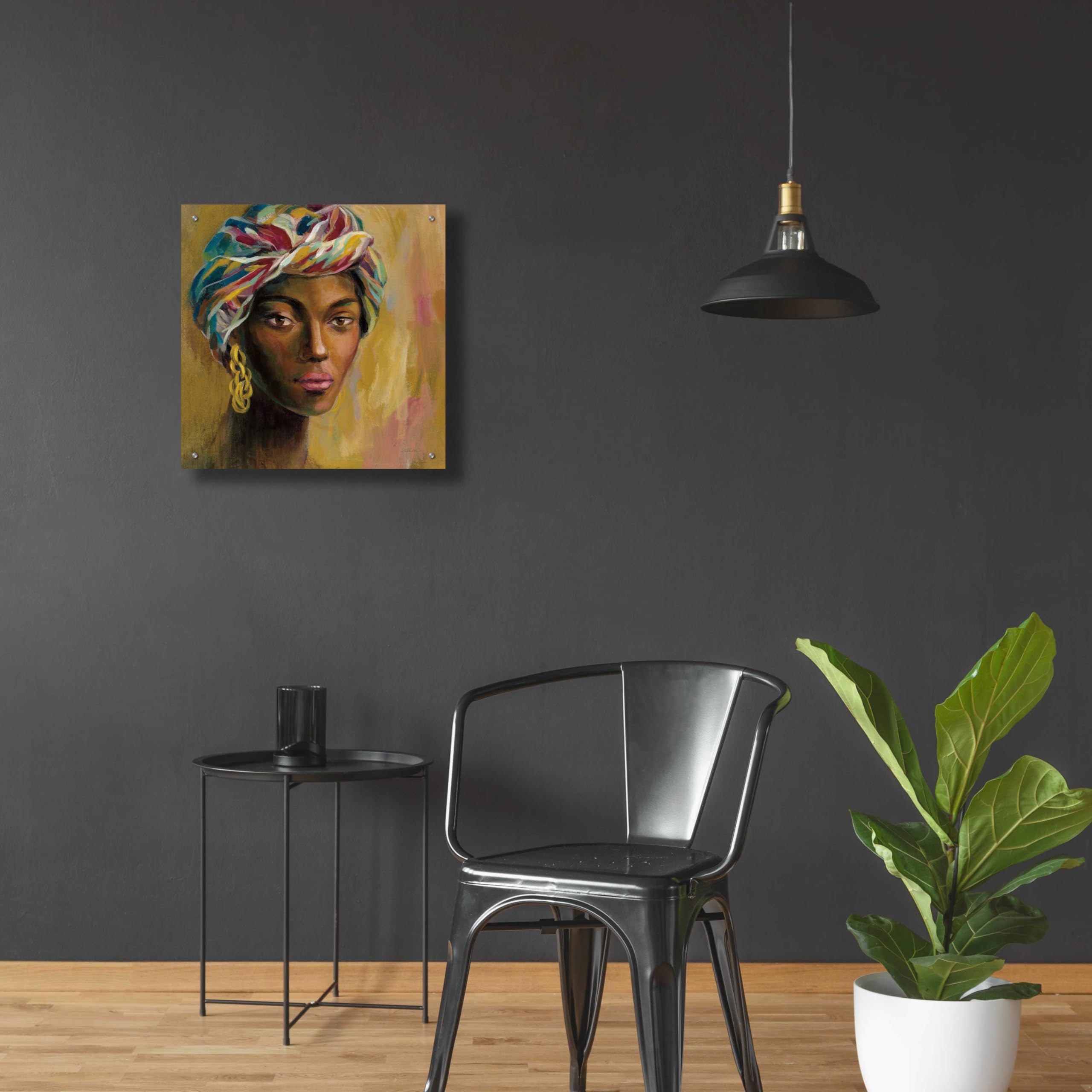 African Face I by Silvia Vassileva - 24x24 Inch Acrylic Glass Wall Art Painting, Modern Abstract Home Decor for Living Room, Bedroom & Office