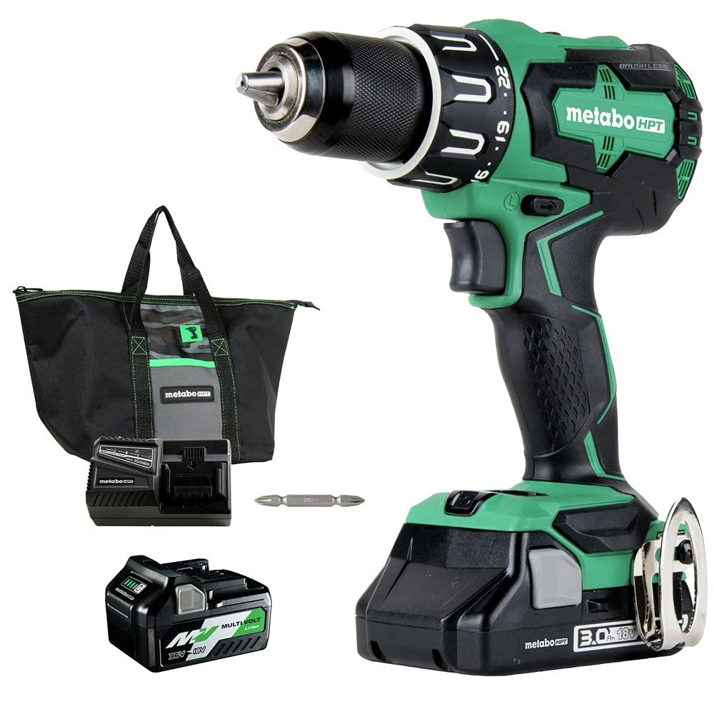 Metabo HPT 18V Cordless Hammer Drill with 2 Batteries (5.0Ah & 3.0Ah) | 1/2
