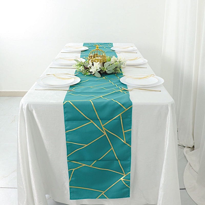 12x108 Inch Geometric Polyester Table Runner for Weddings, Banquets & Home Decor - Elegant Dining Table Cover for Parties, Events and Holiday Celebrations
