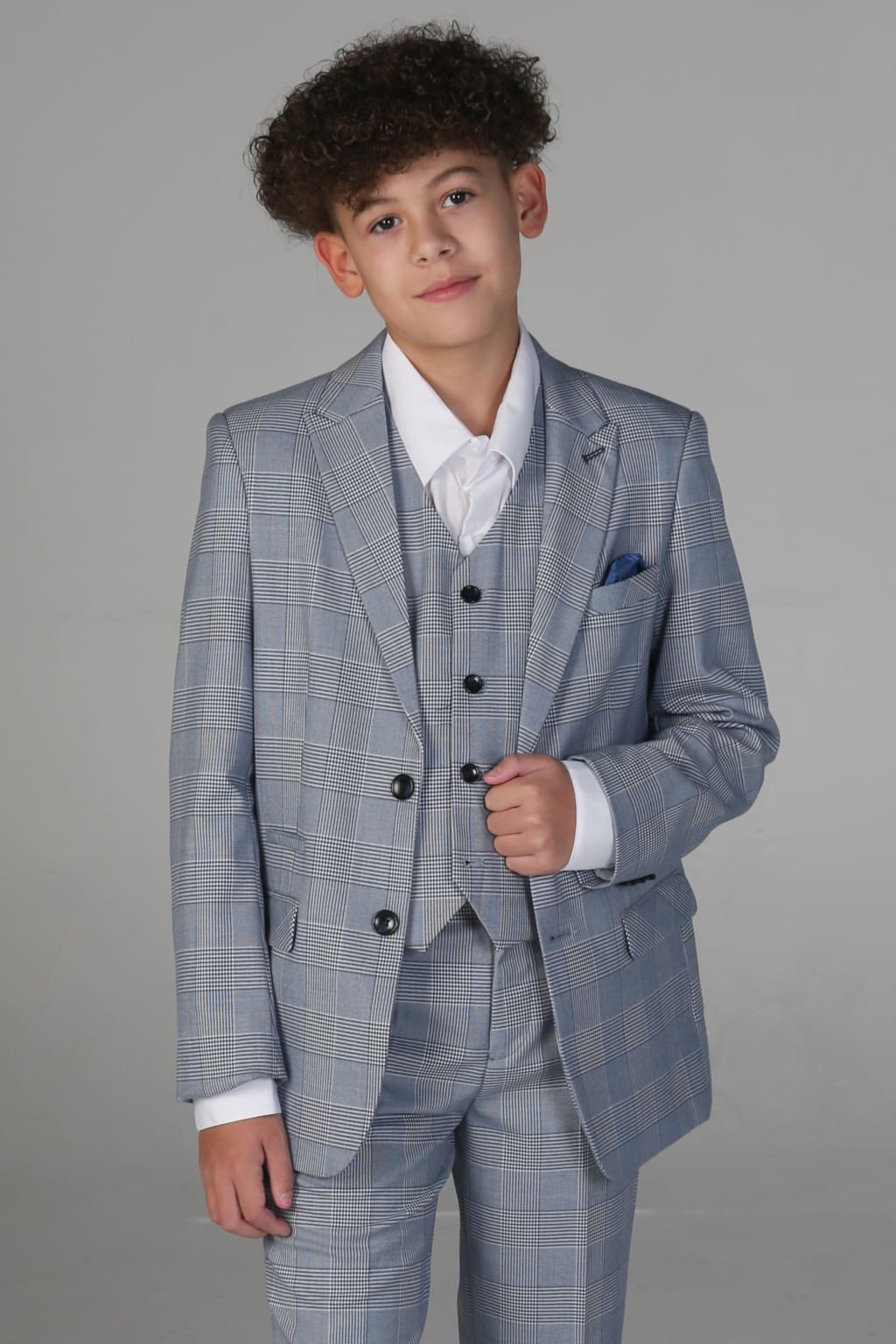 Stylish Boys' Sky Blue Three-Piece Suit | Formal Wear for Weddings, School Events & Special Occasions