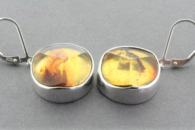 Faceted Amber Circle Earrings - Sterling Silver Dangle Hoops for Women - Perfect for Casual Wear, Parties & Special Occasions