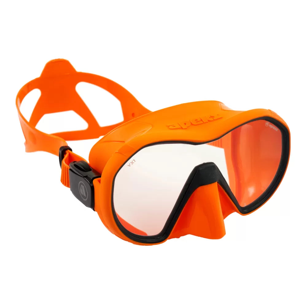Apeks VX1 Dive Mask with Orange Frame & Clear Lens - Perfect for Scuba Diving, Snorkeling, and Underwater Photography