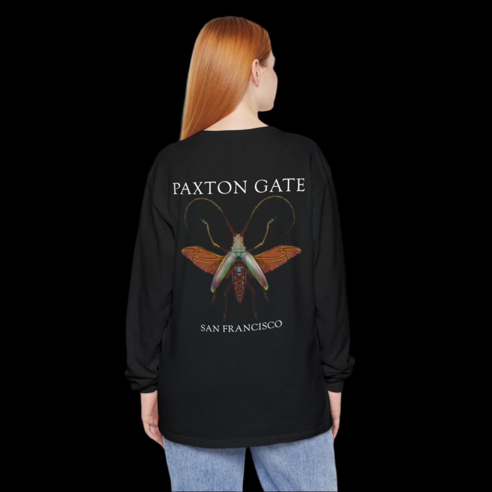Unisex Paxton Gate Longhorn Beetle Long Sleeve T-Shirt by Kris Struble - Unique Insect Art Apparel for Nature Lovers & Science Enthusiasts