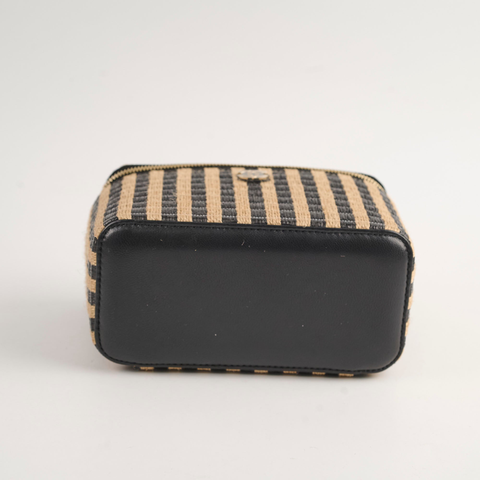 Chanel Raffia Stripe Vanity Case 30 Series - Luxury Woven Straw Cosmetic Bag for Women | Perfect for Travel, Beach & Everyday Use