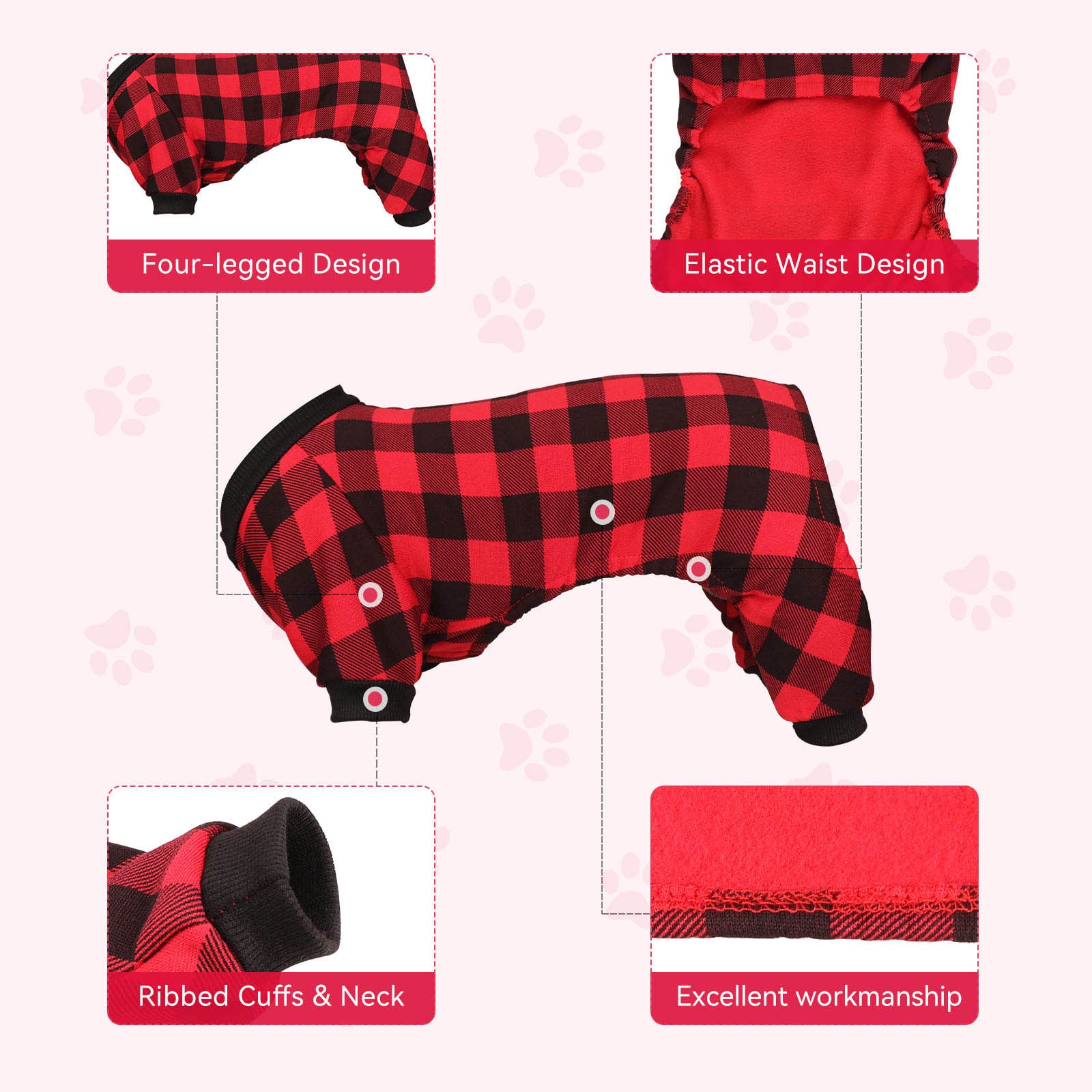 Buffalo Plaid Fleece Dog Sweater - Soft & Warm Puppy Clothes for Small Dogs, Cozy Winter Dog Sweater for Boys & Girls (Size S) | Perfect for Outdoor Walks & Indoor Cuddles