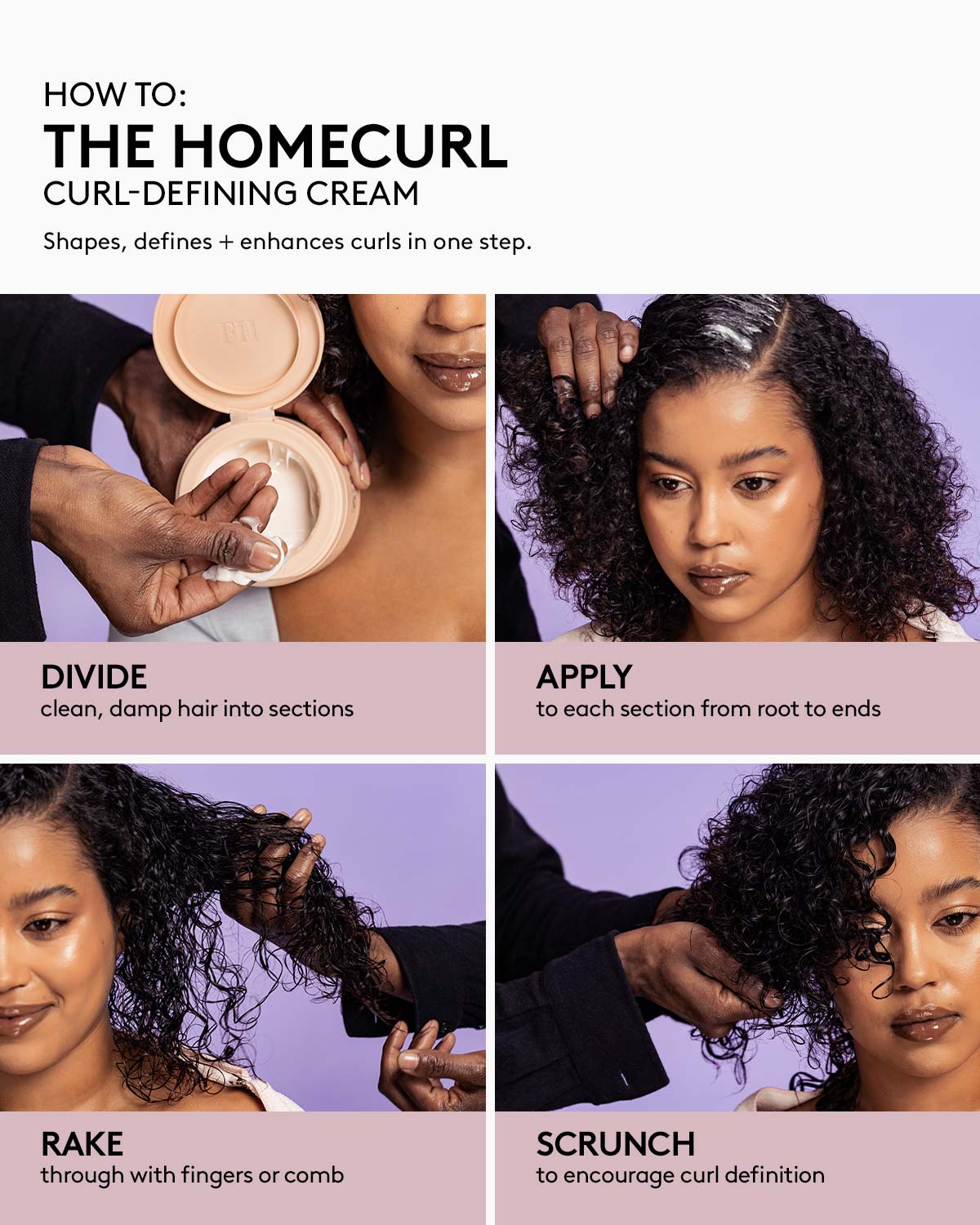 Homecurl Curl Defining Cream for Natural Curls - Hydrating & Frizz Control Styling Cream for Wavy & Curly Hair - Perfect for Daily Use & Salon Styling