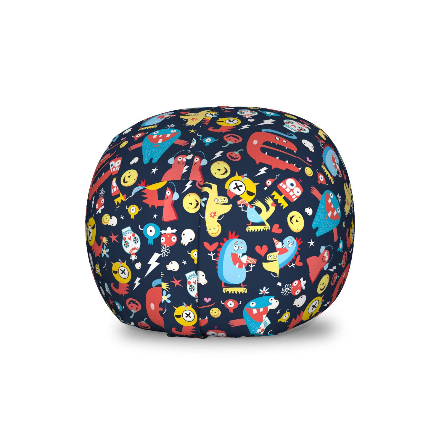 Ambesonne Fantasy Toy Storage Bag Chair - Colorful Jolly Creatures Design for Kids' Room Organization | Washable Stuffed Animal Organizer | Small Multicolor Storage Solution for Playrooms, Bedrooms & Daycare Centers