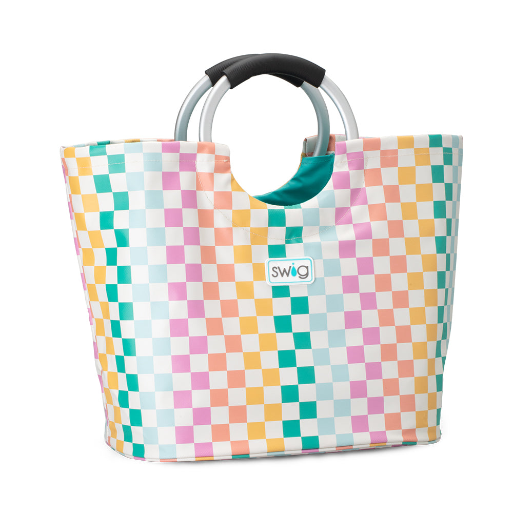 Check Mate Loopi Tote Bag - Stylish & Durable Reusable Shopping Bag for Women - Perfect for Groceries, Beach, Work & Travel