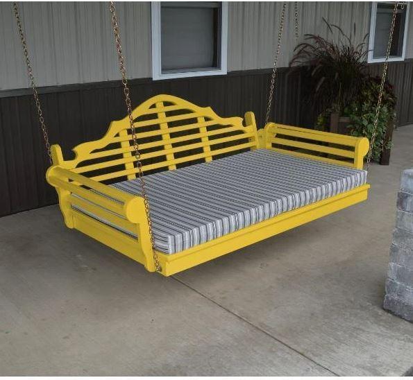 Yellow Pine Marlboro Swingbed by A & L Furniture - Outdoor Porch Swing Bed for Relaxing in Your Garden, Patio, or Backyard