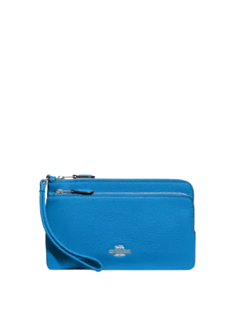 Coach Double Zip Wallet for Women | Genuine Leather Crossbody Wallet with Multiple Card Slots | Perfect for Travel, Shopping & Everyday Use