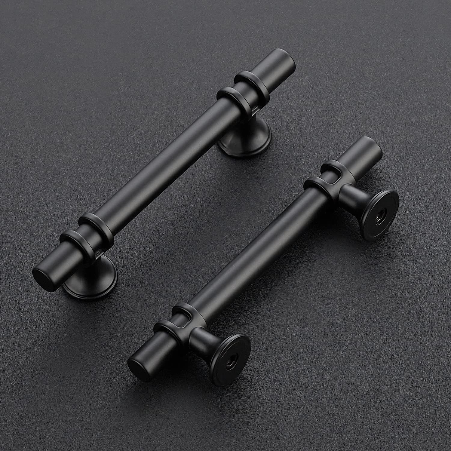15 Pack 3-3/4 Inch Matte Black Cabinet Handles - 6 Inch Overall Length Kitchen Cabinet Pulls & Drawer Hardware for Modern Home, Office & RV Cabinets