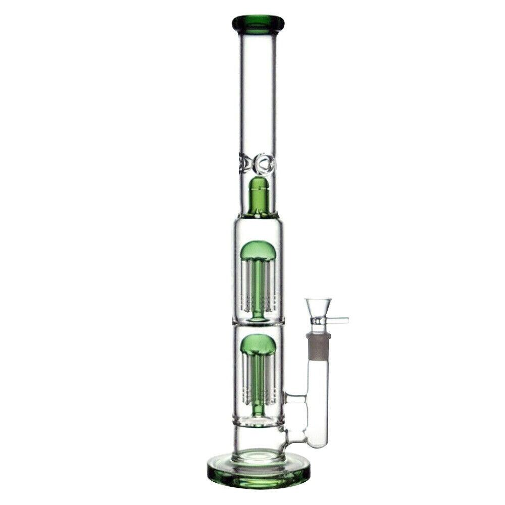 Premium Glass Bong with Green Branch Design - Thick Borosilicate Water Pipe with Ice Catcher & Bowl for Smooth Smoking | Perfect for Home Use, Parties & Relaxation