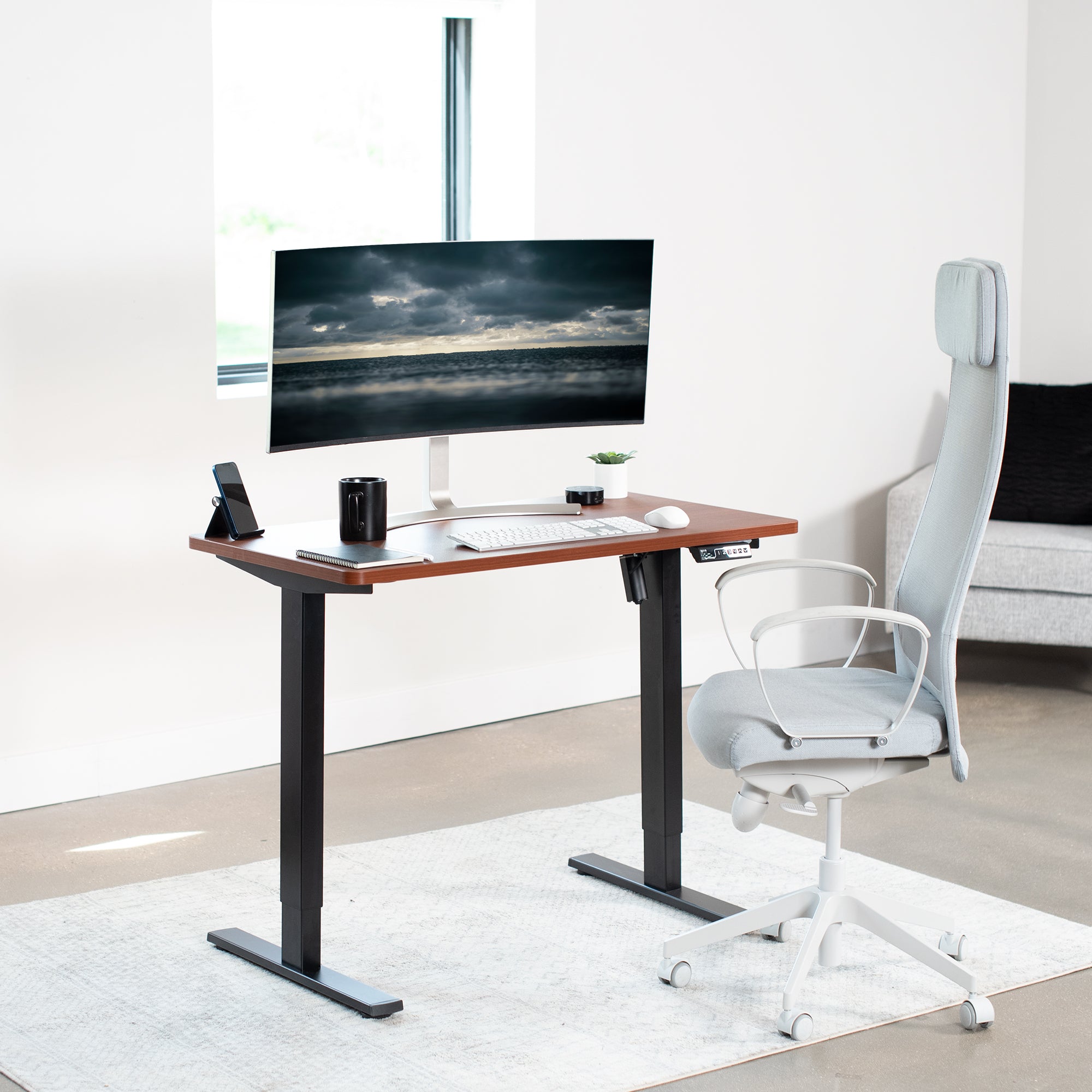 1B Solid Top Series Single Motor Electric Standing Desk with Push Button Memory Controller - Perfect for Home Office, Gaming & Workspace Ergonomics