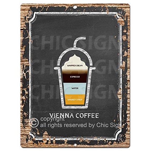 Vintage Vienna Coffee Metal Wall Sign - 9x12 Inch Rustic Retro Cafe Bar Decor for Kitchen, Pub & Home - Perfect for Coffee Shops, Restaurants & Farmhouse Style Decor
