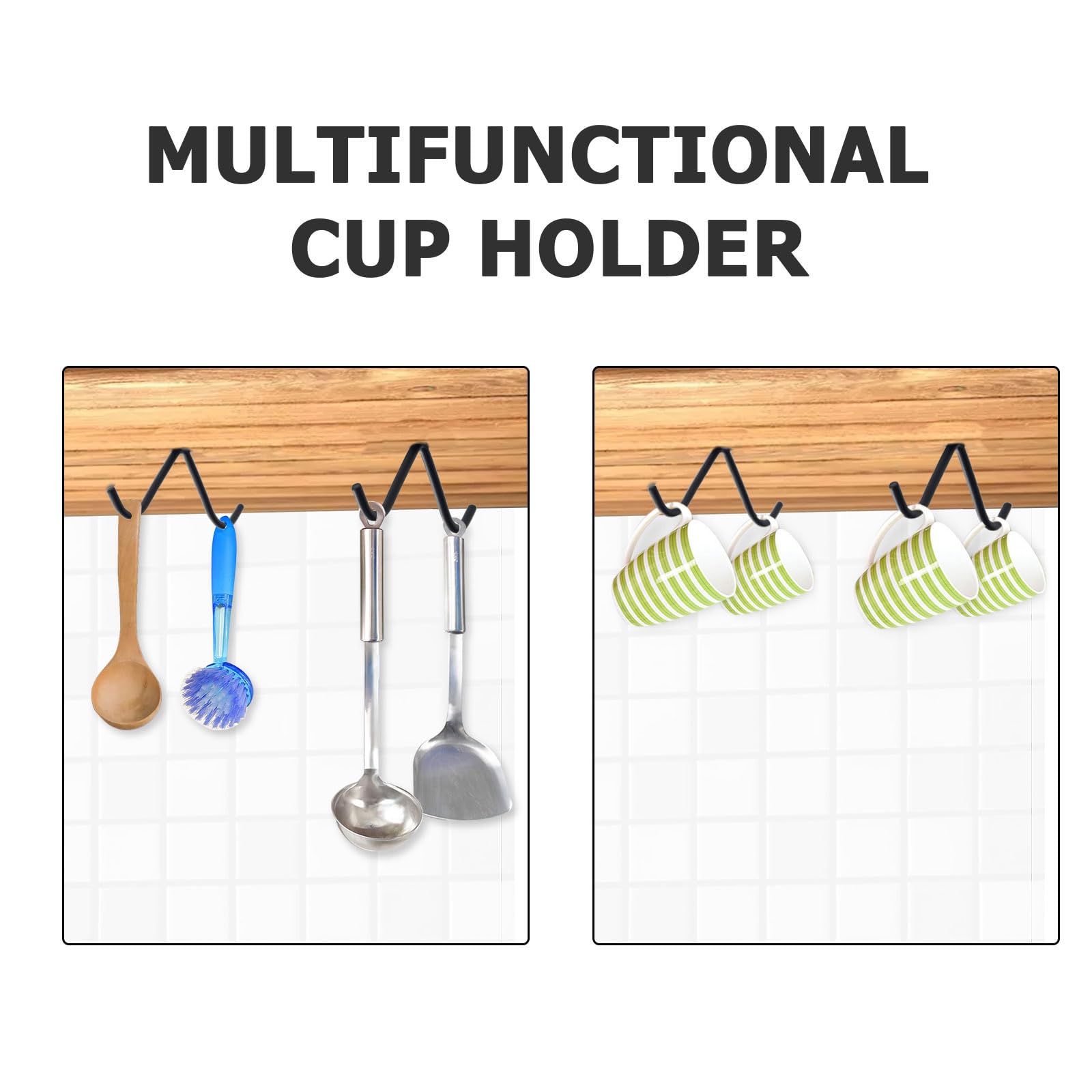 DUOUPA 10-Pack Heavy Duty Utility Hooks - Black Metal Mug Hooks, Ceiling Hooks, Garage Storage Hooks, Garden Tool Organizers, Coat Hooks for Wooden Boards - Perfect for Kitchen, Garage, Shed & Home Organization