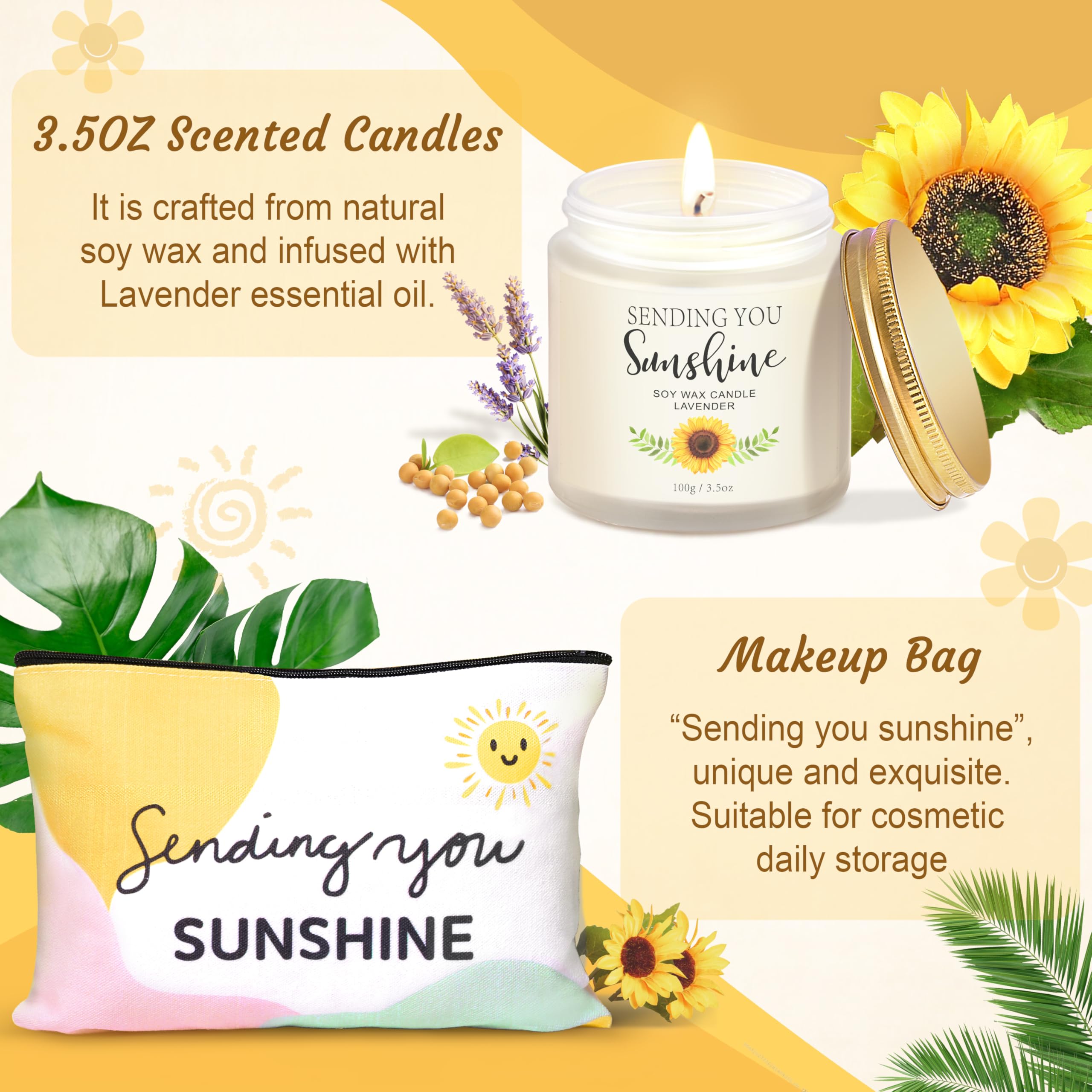 12PCS Sunflower Gift Set for Women - Get Well Soon, Birthday, Inspirational Gifts for Mom, Sister, Teacher, Friends & BFF - Unique Sunshine-Themed Present for Home Decor, Office Desk & Cheer Up Moments