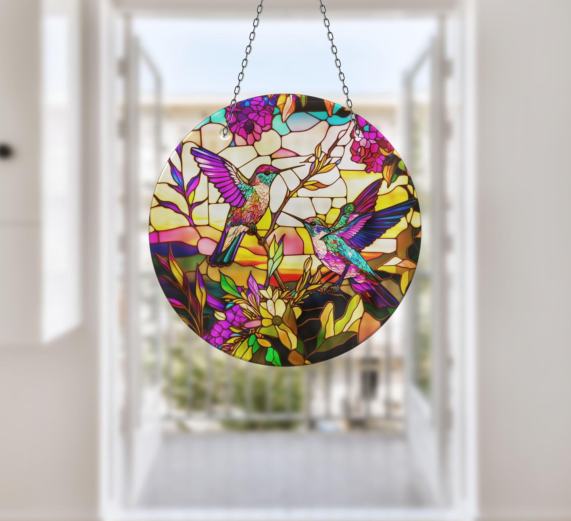 Vibrant Acrylic Hummingbird Suncatcher - Handmade Window Decor for Home, Garden & Office - Beautiful Light Catcher for Windows, Patio & Gifts
