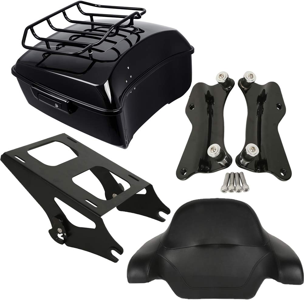 Premium King Tour Pack Luggage Kit for Harley Touring Bikes - Includes Black Latches, Mounting Rack, Docking Hardware & Top Rack - Compatible with Road King, Road Glide, Street Glide & CVO Models (2014-2020) - Perfect for Long-Distance Motorcycle Trips & Storage Solutions