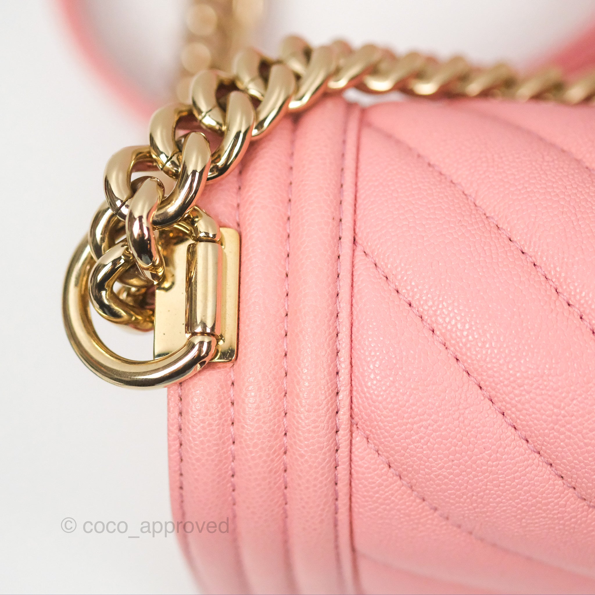 Chanel Boy Chevron Medium Flap Bag in Pink Caviar Leather with Gold Hardware - Perfect for Evening Events & Luxury Fashion Accessories