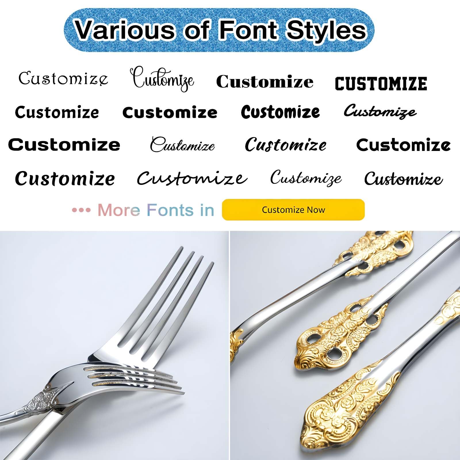 Personalized Luxury Dinner Forks - Custom Engraved Wedding Flatware for Parties & Gifts