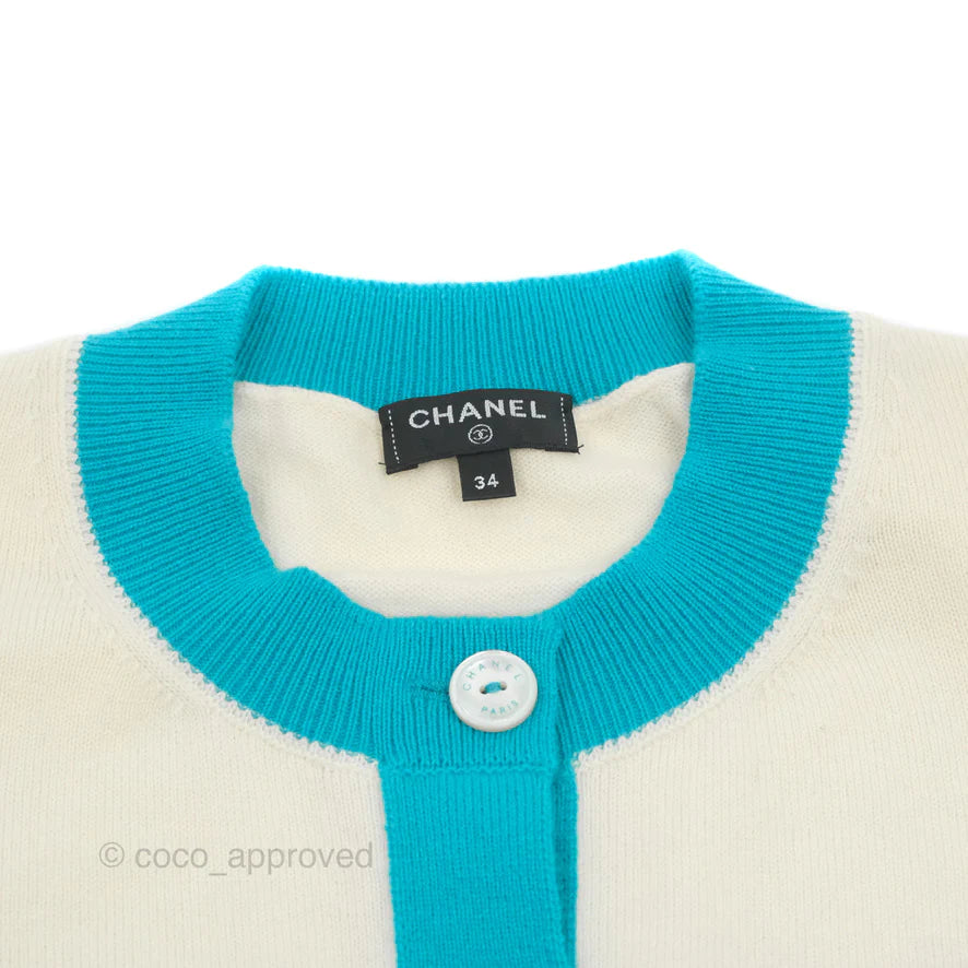 Chanel Two-Tone Cashmere Cardigan - Runway 2019 Spring/Summer Collection - Size 34 - Luxury Women's Knitwear for Office & Evening Events