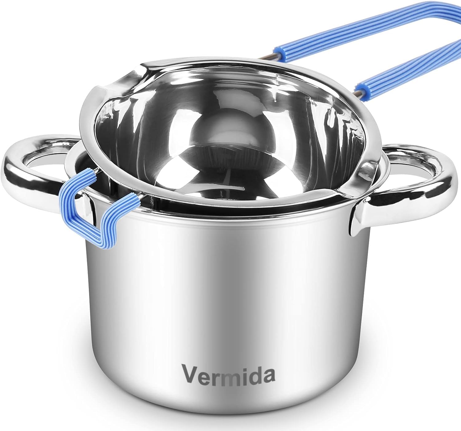 680M Double Boiler Pot Set - 0.7QT Chocolate Melting Pot & 1.7QT Stainless Steel Pot with Heat-Resistant Handle | Perfect for Melting Chocolate, Butter, Candle Making, Candy Crafting, and Soap DIY | Ideal for Home Baking, Candy Shops, and DIY Craft Projects