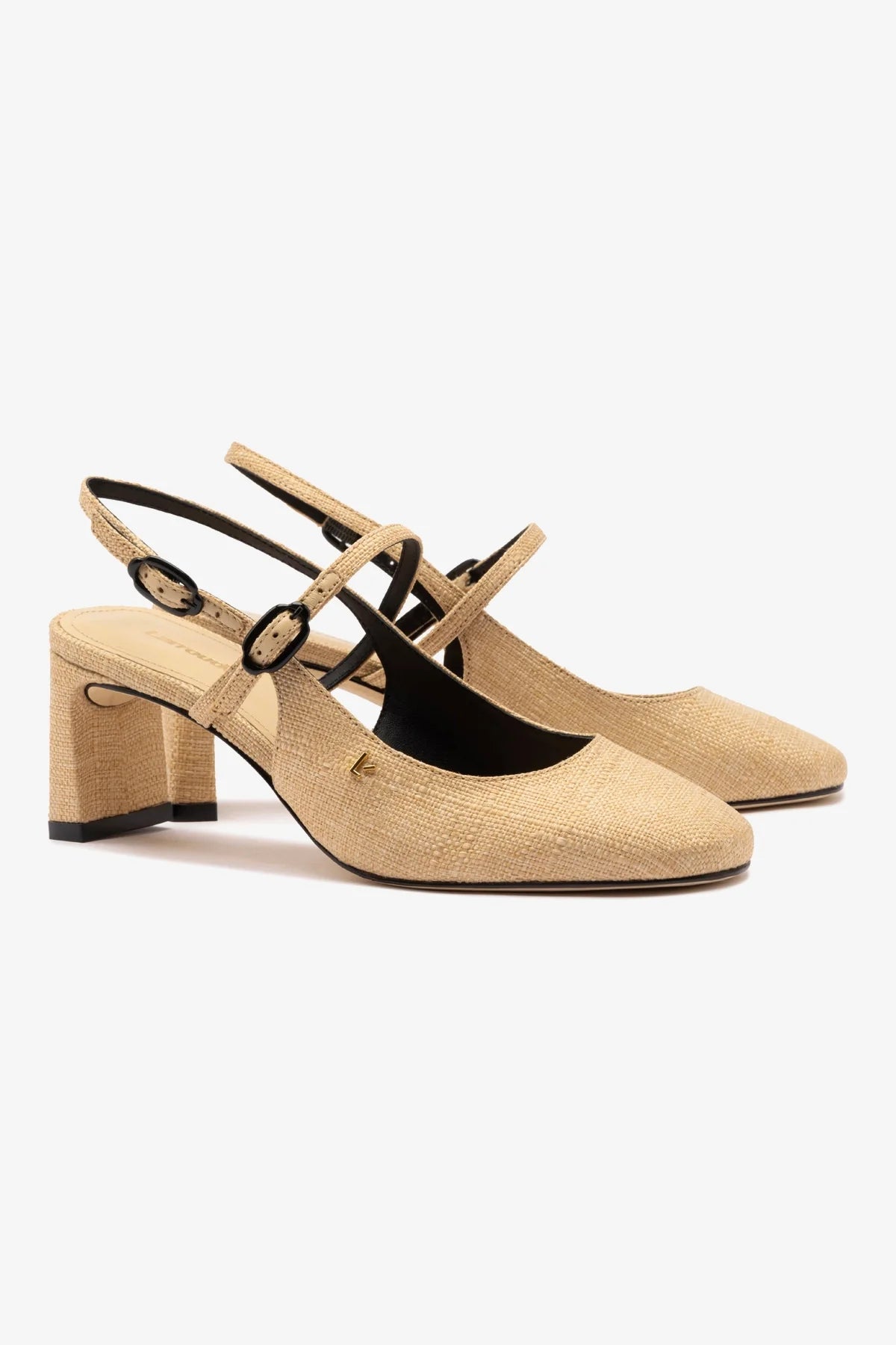 Georgina Women's Beige Raffia Pump with Black Trimming - Comfortable Heels for Weddings, Parties & Office Wear