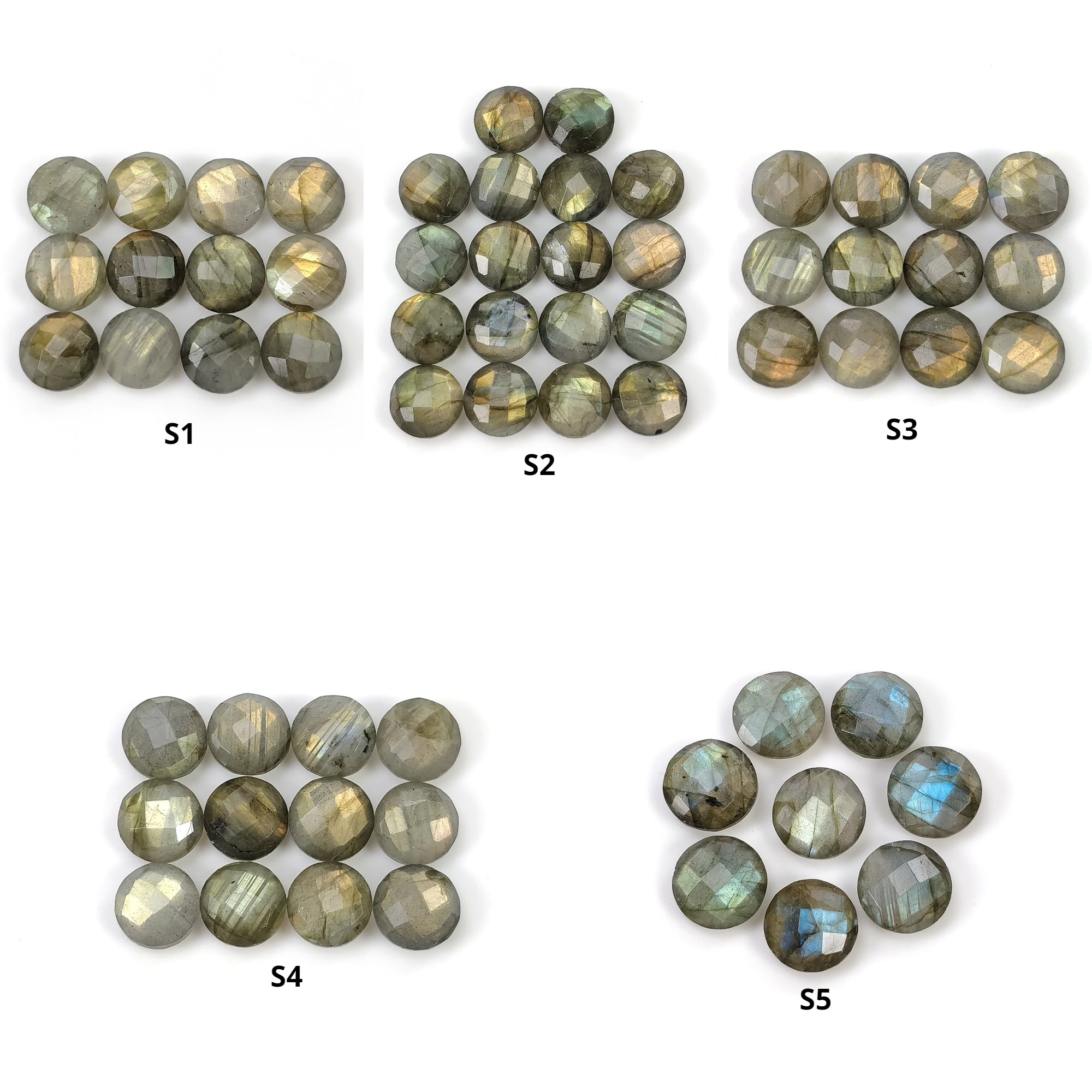 Natural Untreated Rainbow Flashing Labradorite Gemstone - Checker Cut Round Briolette Beads Set for Jewelry Making, Wire Wrapping, and DIY Crafts | Healing Crystal for Meditation & Energy Work
