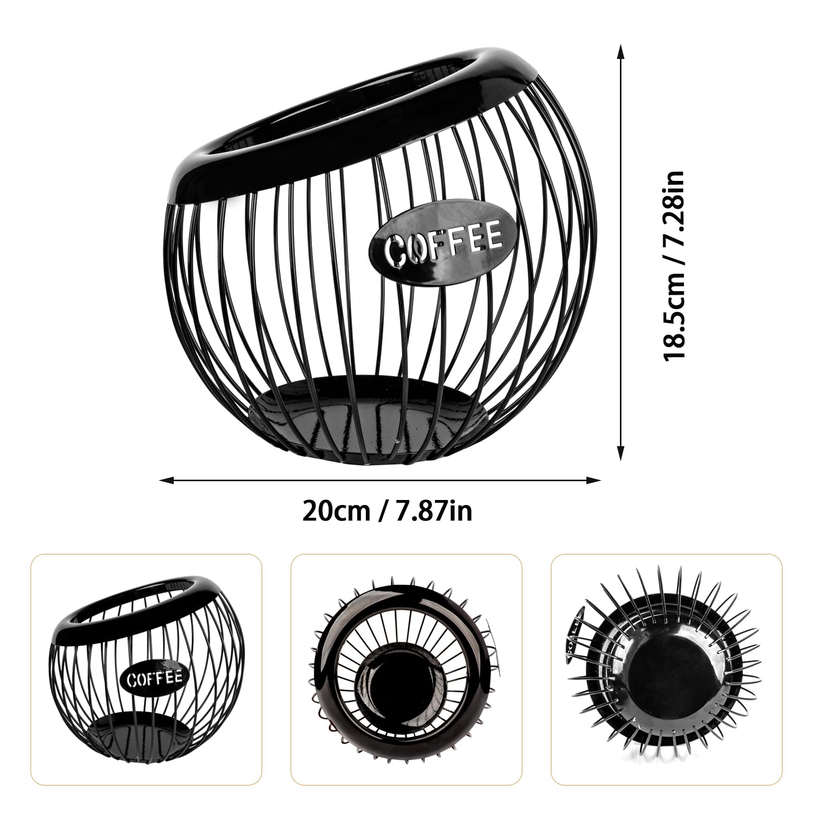 Stainless Steel Coffee Pod Holder - Durable Espresso Capsule Organizer for Keurig Nespresso Machines | Perfect for Home Office Kitchen Counter Storage (Black)
