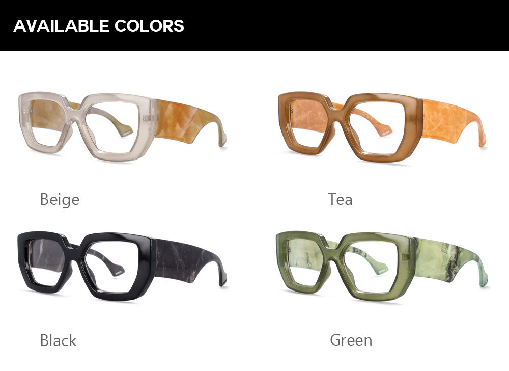 CCspace Unisex Full Rim Oversized Square Acetate Frame Eyeglasses 54035 - Retro Fashion Glasses for Men & Women - Perfect for Reading, Driving, and Daily Wear