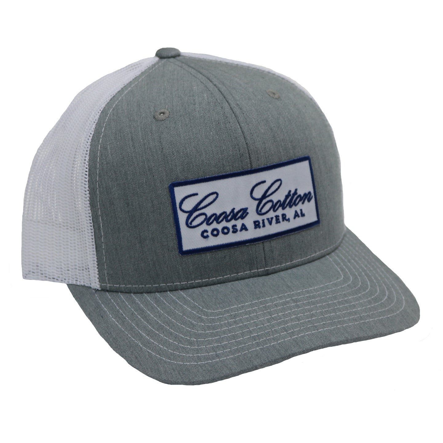 Coosa Cotton Patch Hat - Heather Grey & White - Stylish Unisex Baseball Cap for Outdoor Activities & Casual Wear