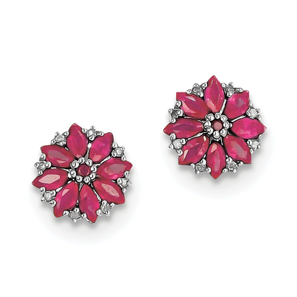14K Sterling Silver Diamond & Composite Ruby Stud Earrings for Women | Elegant Gift for Anniversary, Wedding, Birthday | Perfect for Evening Parties & Special Occasions