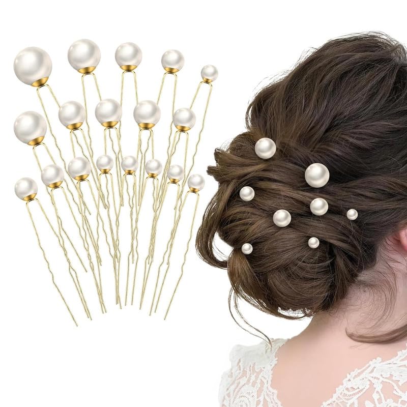 FAMEZA 18-Piece Premium Wedding Pearl Hair Pins Set - Elegant Bridal Hair Accessories, Pearl Bobby Pins for Styling, U-Shaped Hair Clips for Brides & Bridesmaids | Perfect for Weddings, Prom, Parties & Special Occasions