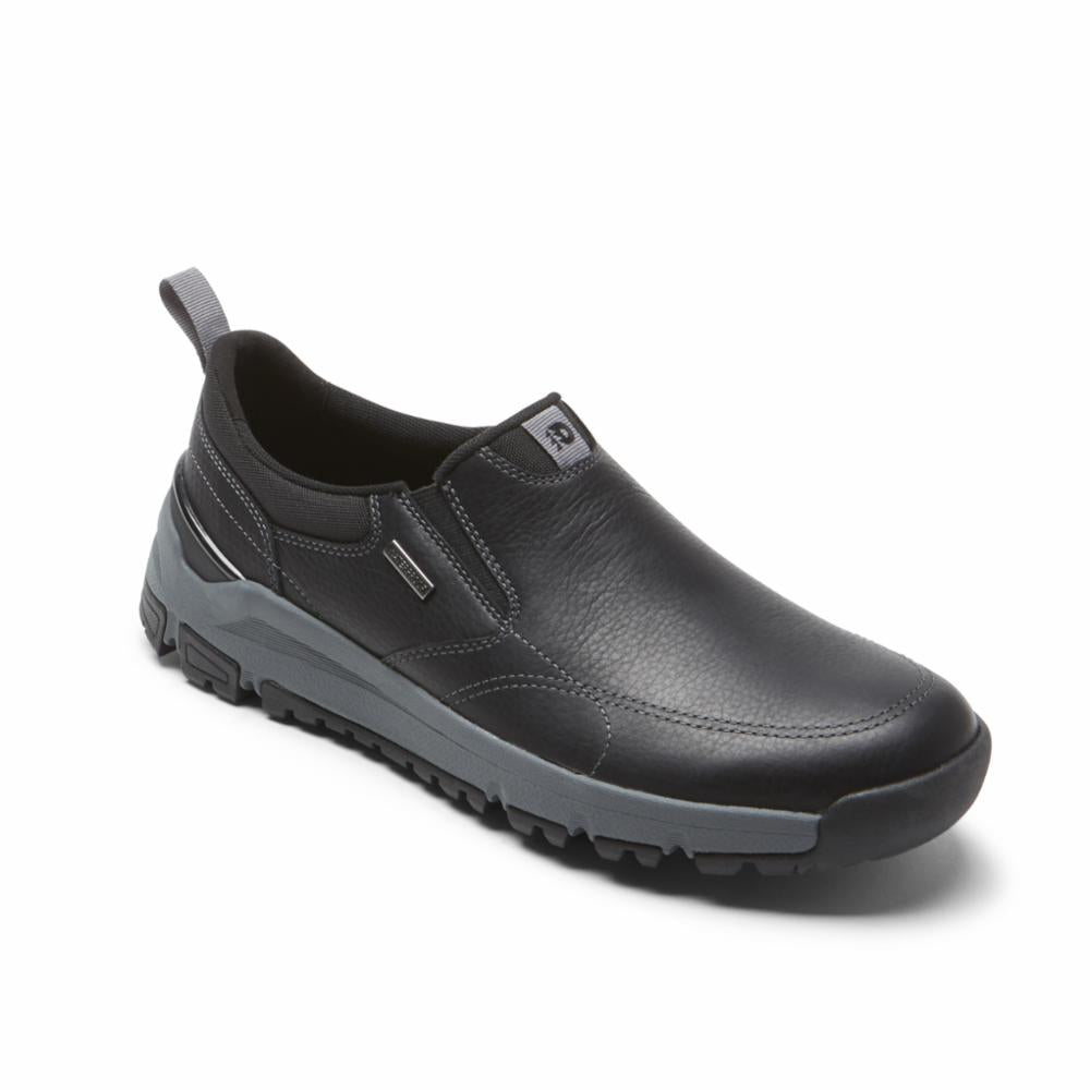 Dunham Men's Glastonbury Slip-On Shoes - Black Wide Width 4E - Comfortable Casual Loafers for Walking, Work & Everyday Wear