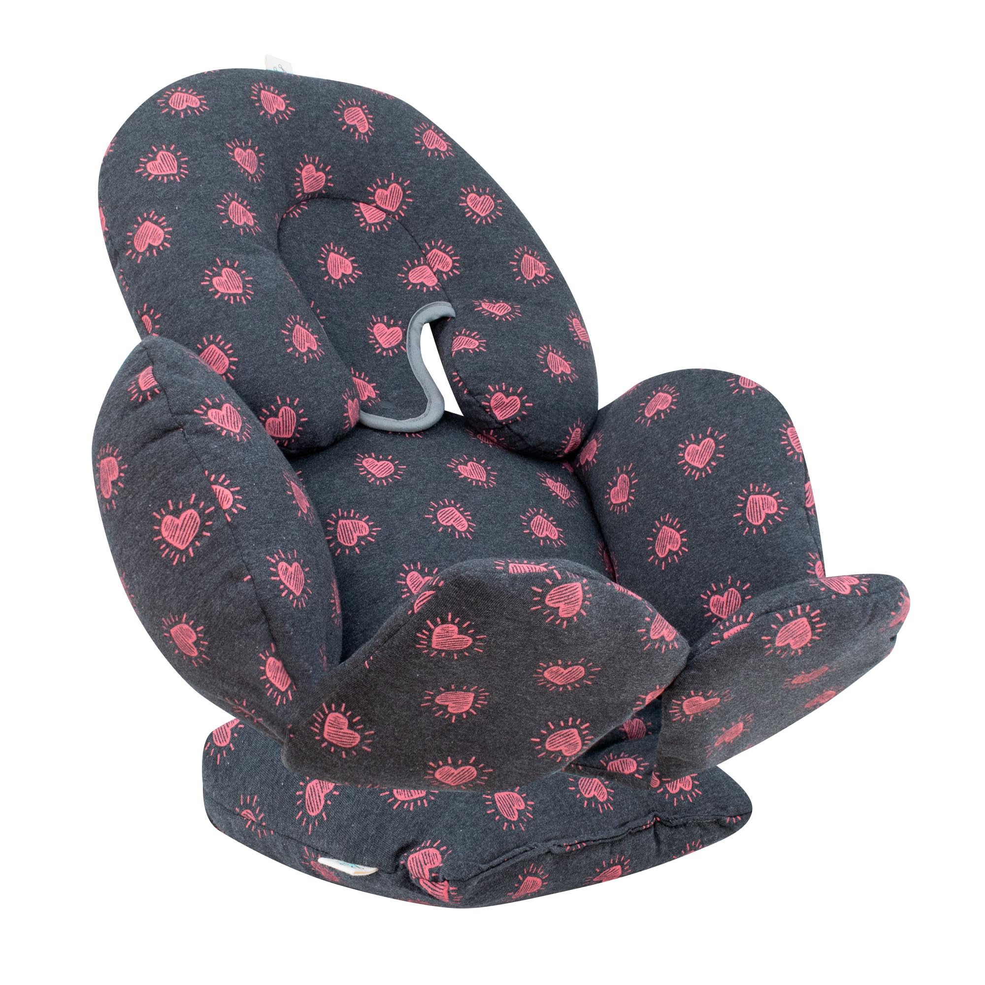 JYOKO Baby Head Support Pillow - 100% Cotton Infant Body & Back Cushion - Hypoallergenic 3-Piece Set (Heart Design) for Newborns & Toddlers - Perfect for Car Seats, Strollers & Nursing