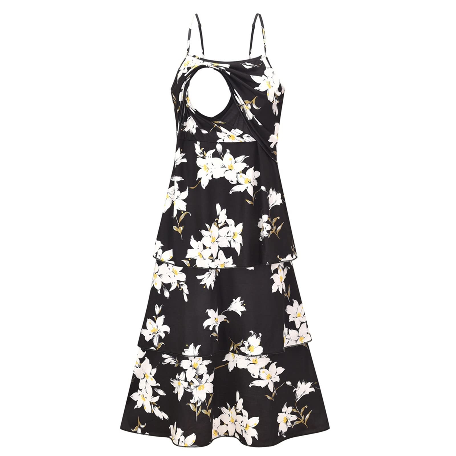 LISfsa Women's Maternity Dress - Summer Sleeveless Floral Nursing Dress for Pregnancy & Breastfeeding | Comfortable Casual Sundress for Expecting Mothers - Perfect for Outdoor Activities, Baby Showers and Daily Wear