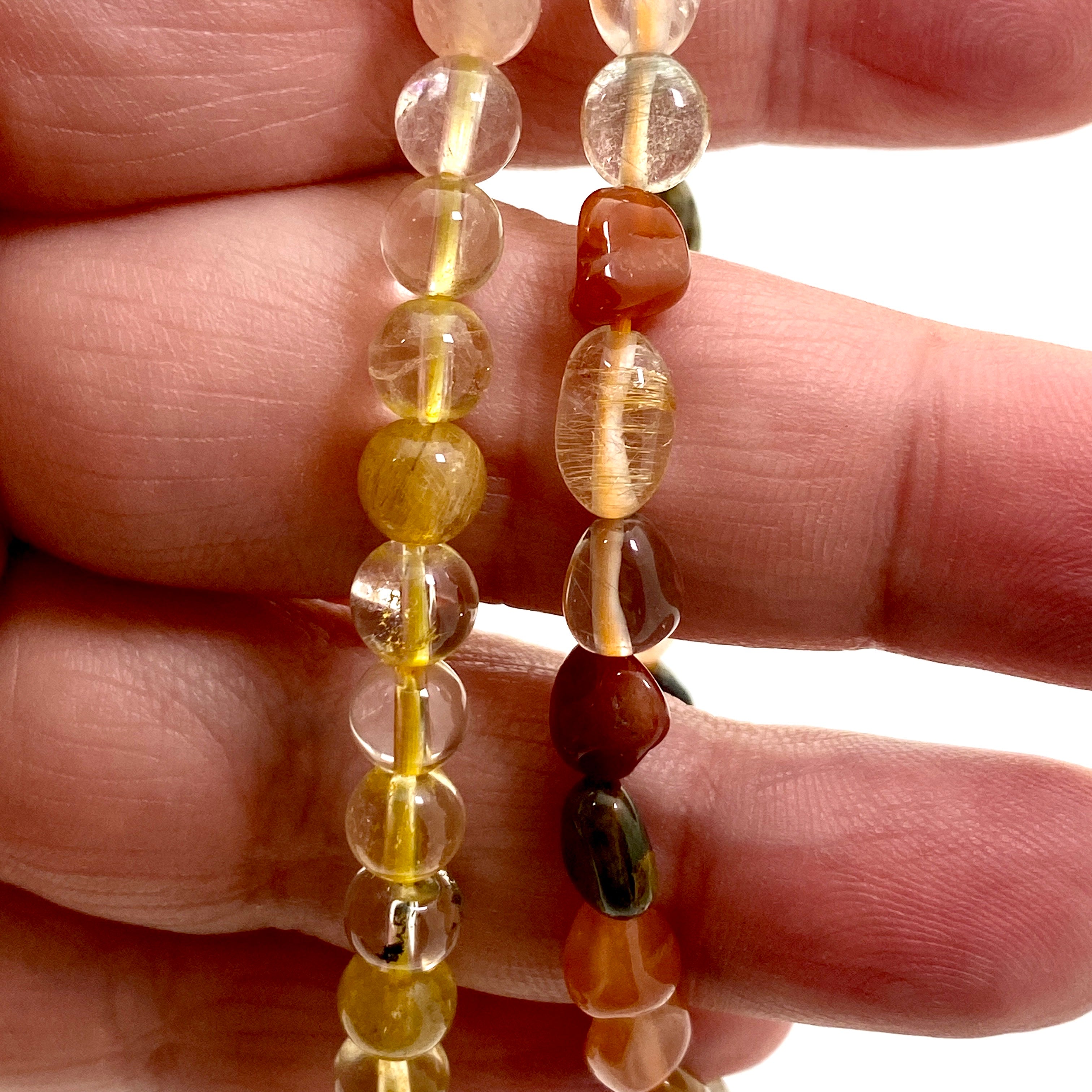 Natural Rutilated Quartz Beaded Bracelet for Women - Mix Color Gemstone Healing Jewelry for Energy, Protection & Positive Vibes - Perfect for Meditation, Yoga & Spiritual Gifts