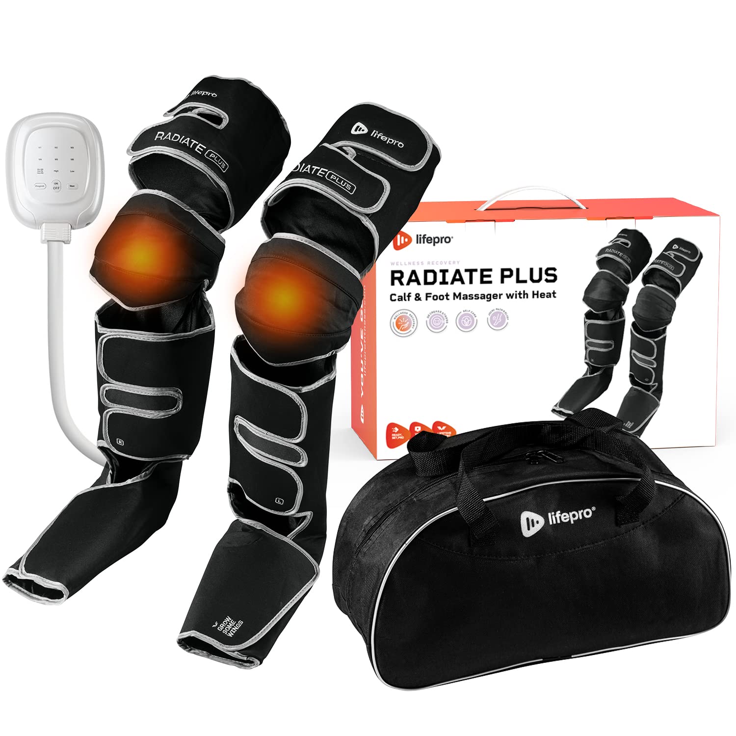 LifePro Leg Massager with Heat & Compression - Foot, Calf & Leg Massager for Circulation & Pain Relief - Perfect for Athletes, Office Workers & Travelers (Radiate Plus)
