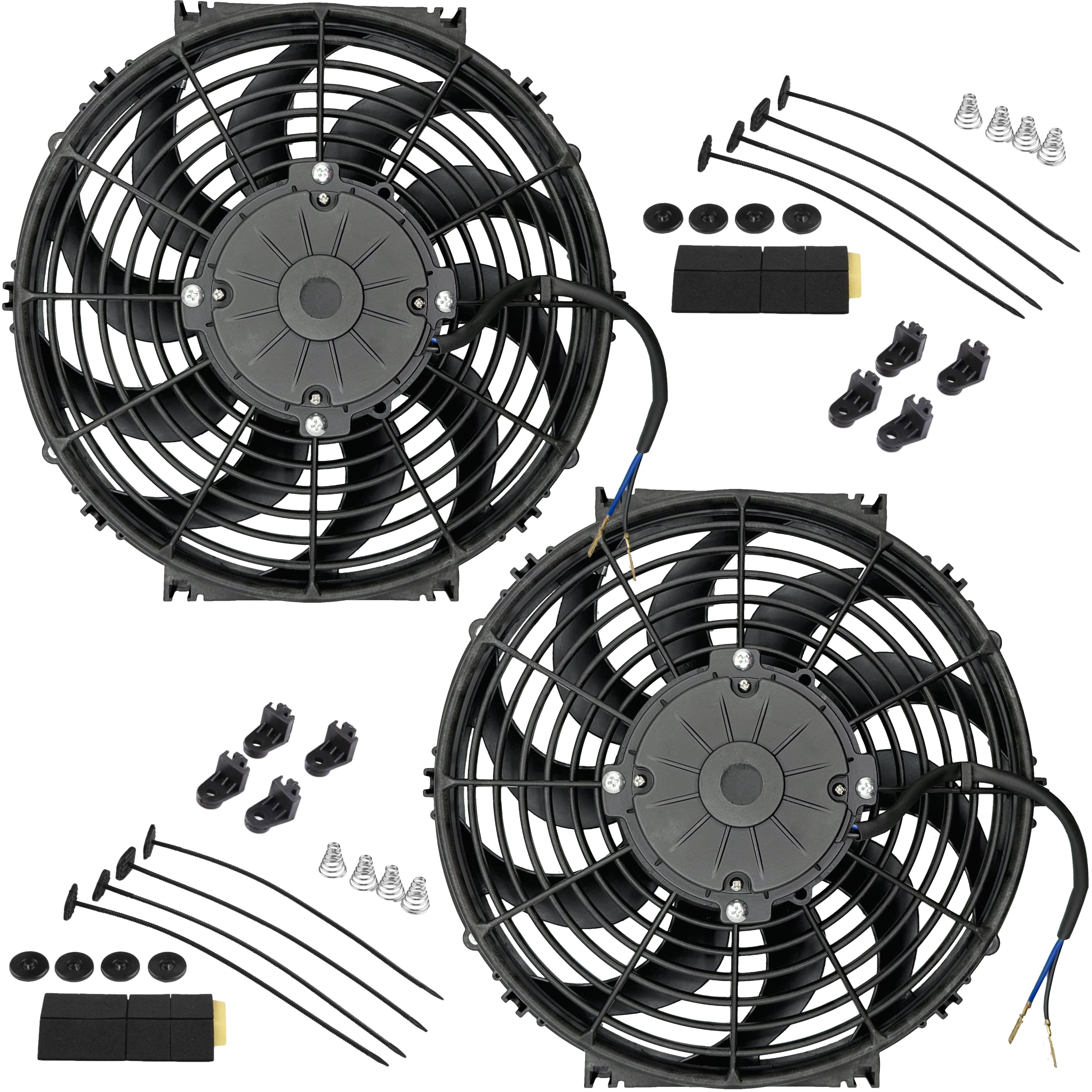 12V 180W Dual 12-13 Inch Electric Radiator Cooling Fan with Reversible Motor - Perfect for Car, Truck & RV Cooling Systems