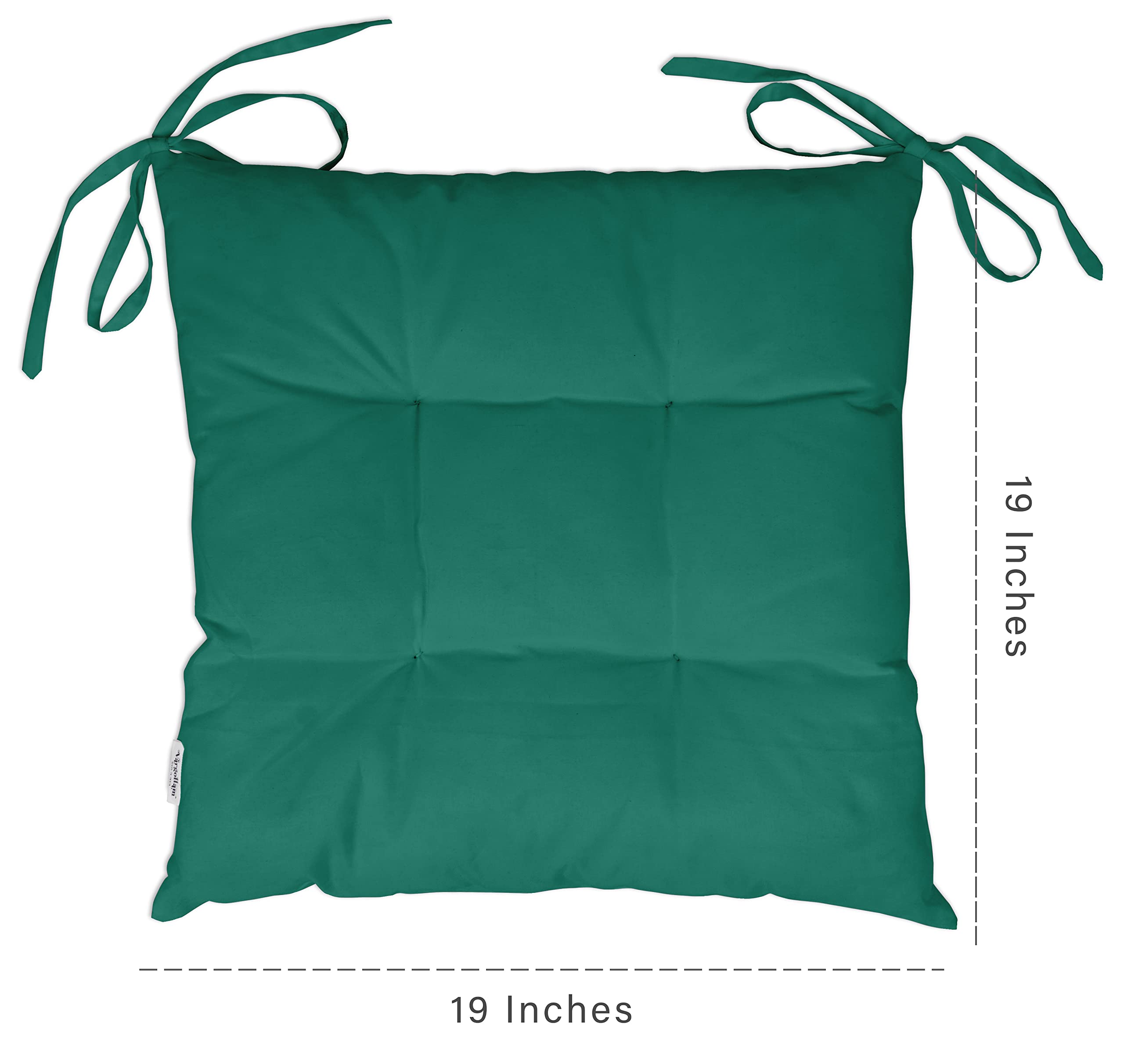Water Resistant Tufted Square Patio Cushion Set of 2 - 19 Inch Indoor/Outdoor Furniture Seat Cushions in Teal Green - Perfect for Poolside Lounging, Deck Chairs & Outdoor Dining Sets