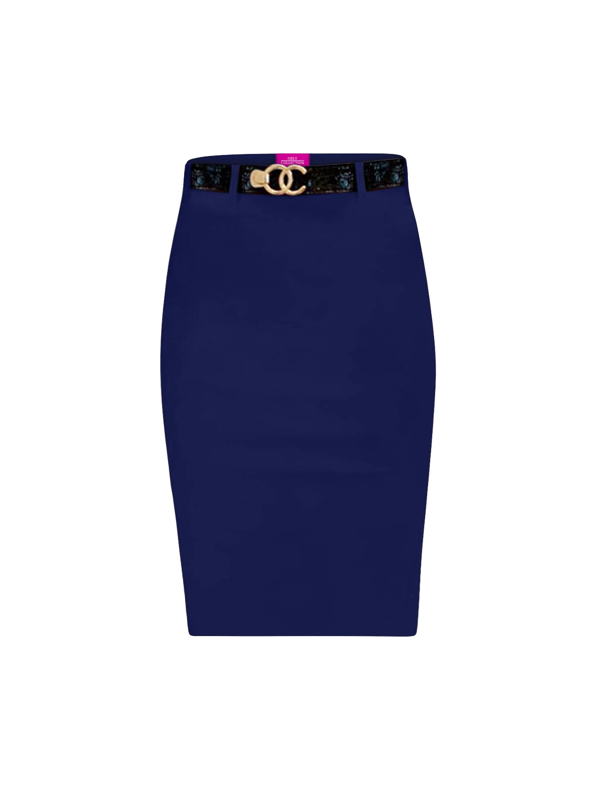 Obadiah Collection Women's Stretchy Pull-On Pencil Skirt with Pockets & Belt - Comfortable Office Wear & Casual Outfit for Work, Parties & Daily Use