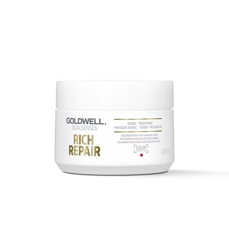 Goldwell DualSenses Rich Repair 60 Second Hair Treatment - 200ml Deep Conditioning Mask for Damaged Hair - Quick Repair for Dry, Brittle Hair at Home or Salon Use