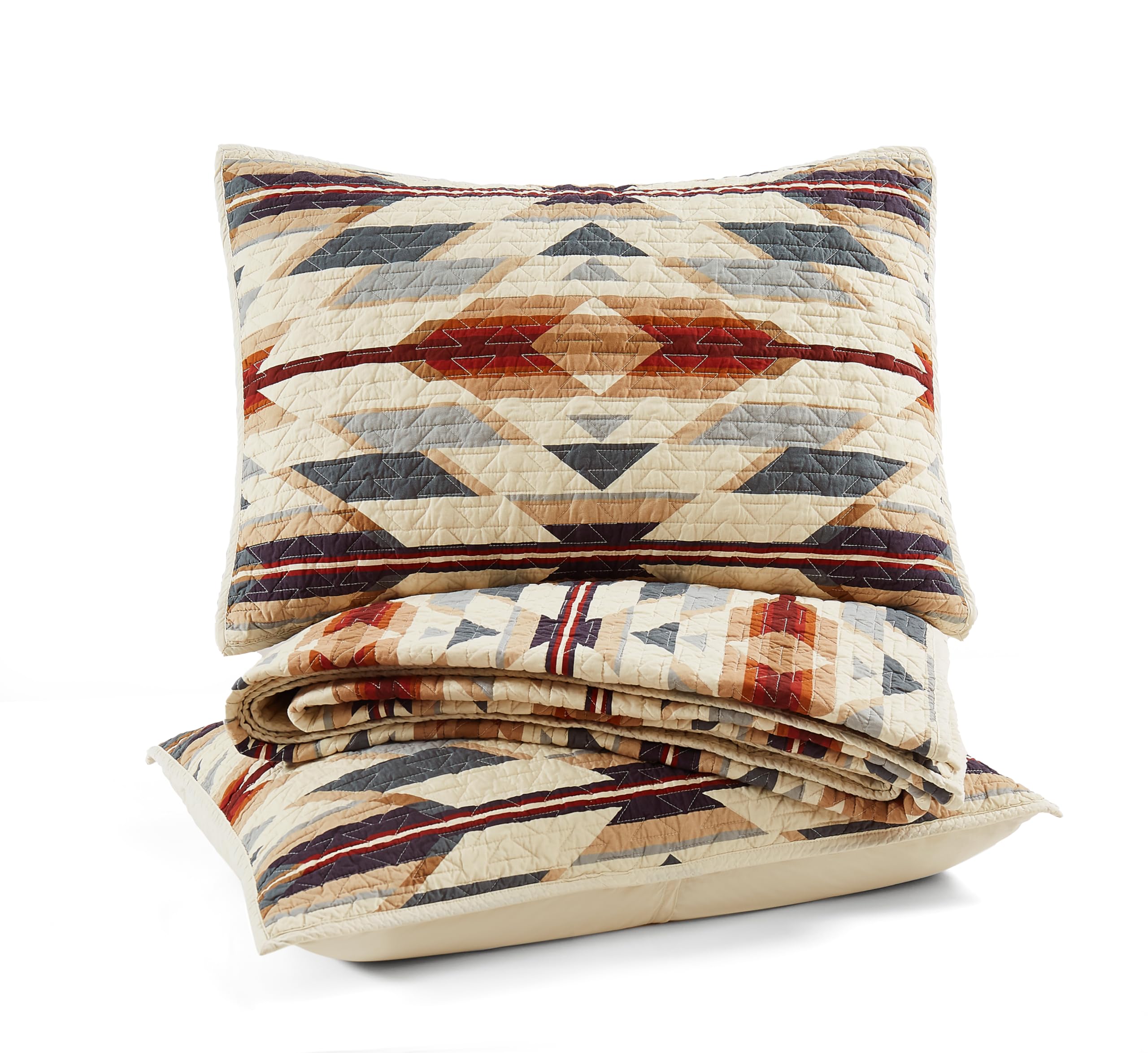 PENDLETON 31721 Prairie Springs Full/Queen Cotton Comforter Set - 3 Piece Western Bedding with Quilt & Pillow Shams - Rustic Home Decor for Cozy Bedroom - Tan - Perfect for Cabin, Lodge & Farmhouse Style